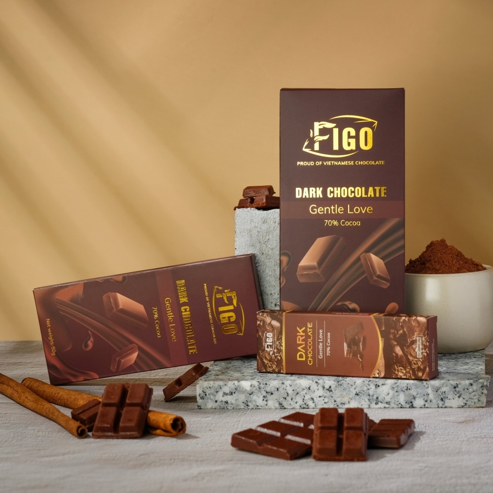 (Bar 100g) Socola đen 70% cacao 100g Figo - Kẹo Socola Thương hiệu Việt Nam