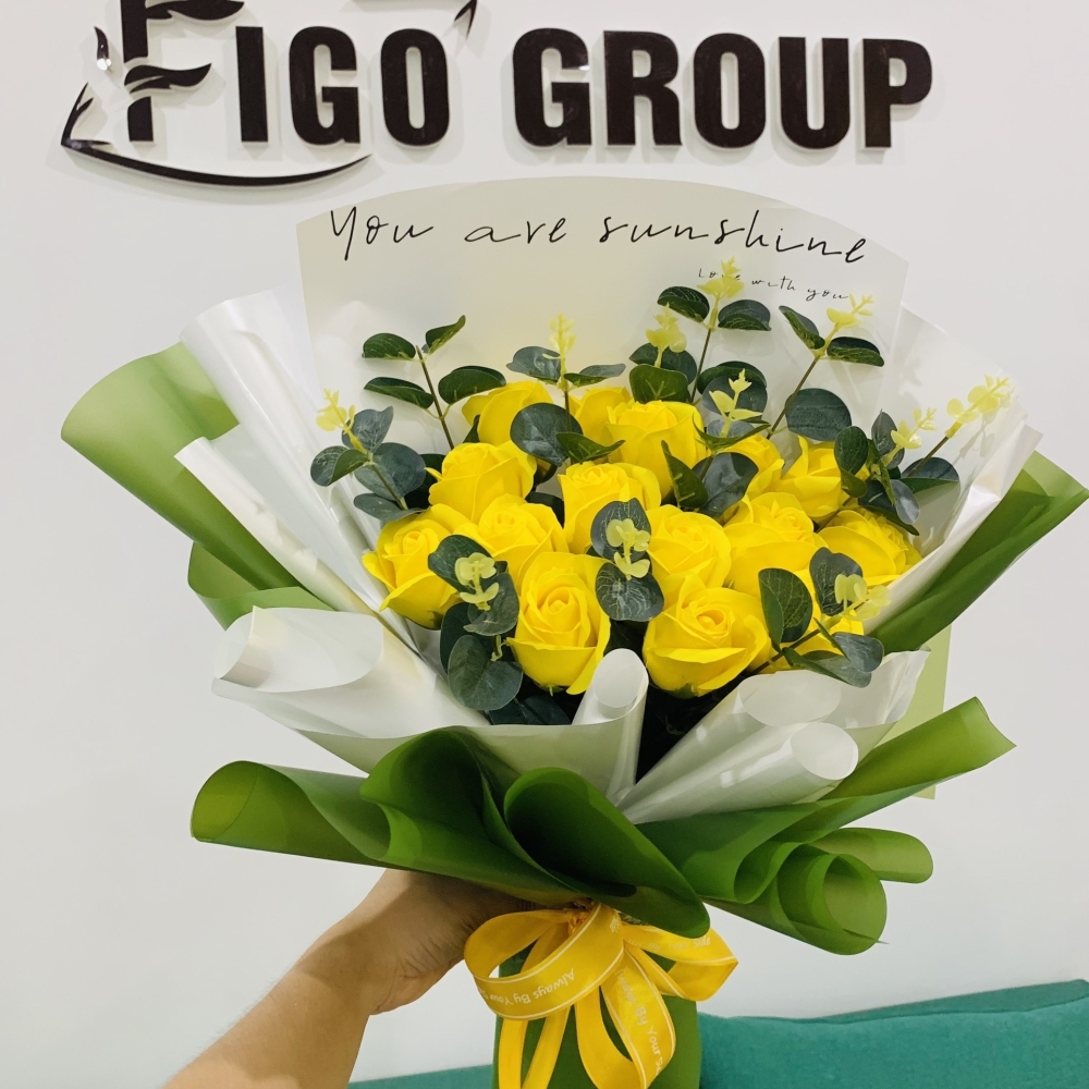 [ FIGO FLOWER ] Set hoa hồng vàng 12 bông FIGO