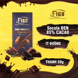 (Bar 50g) Combo 3 Socola đen 85% cacao ít đường dòng Deep Love 50g Figo - Vietnamese Chocolate