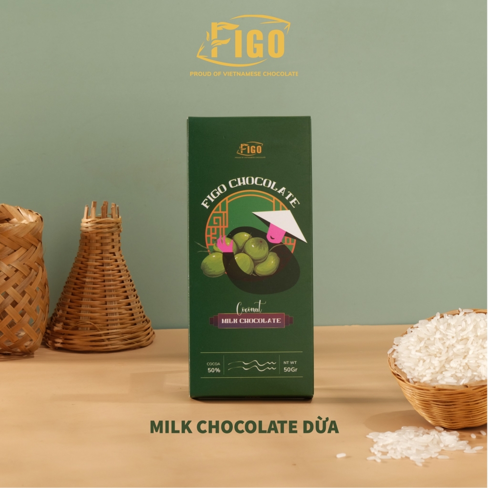 Milk Chocolate 50g Dừa FIGO - Chocolate gift From Viet Nam