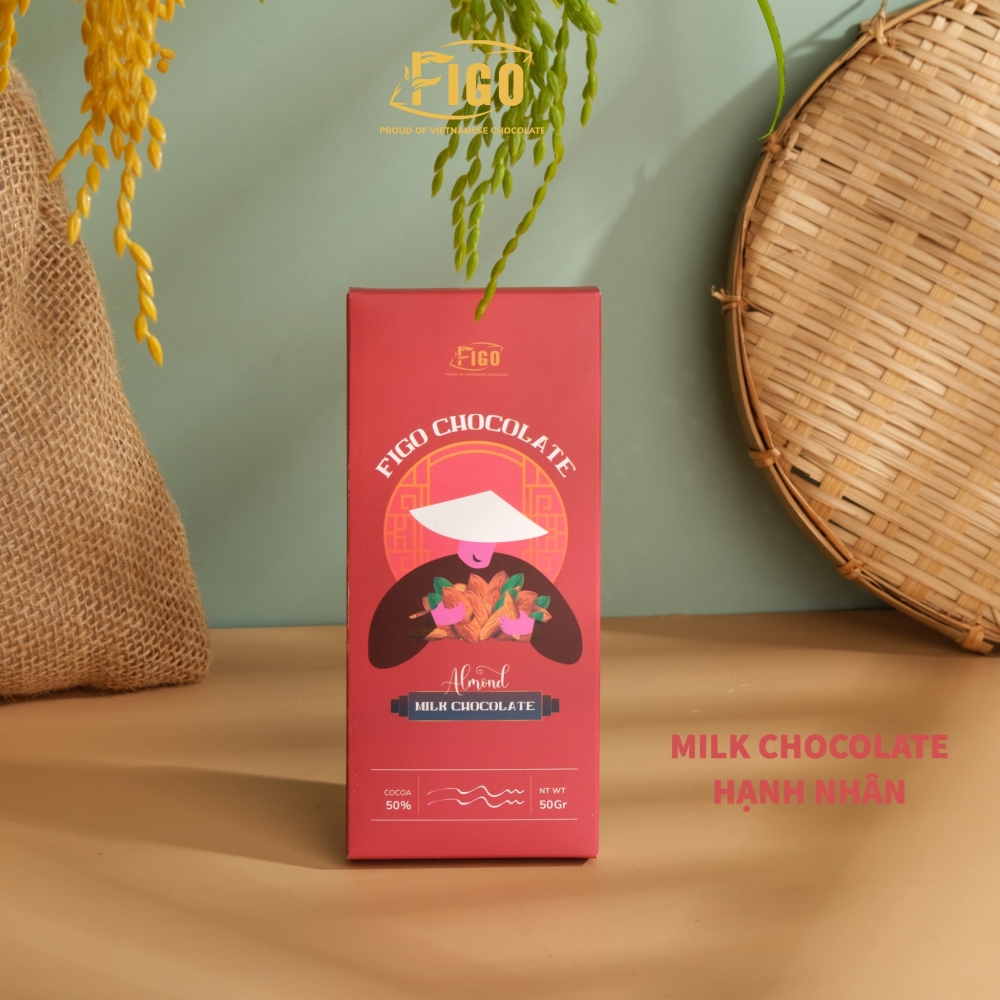 Milk Chocolate 50g Hạt hạnh nhân FIGO - Chocolate gift From Viet Nam