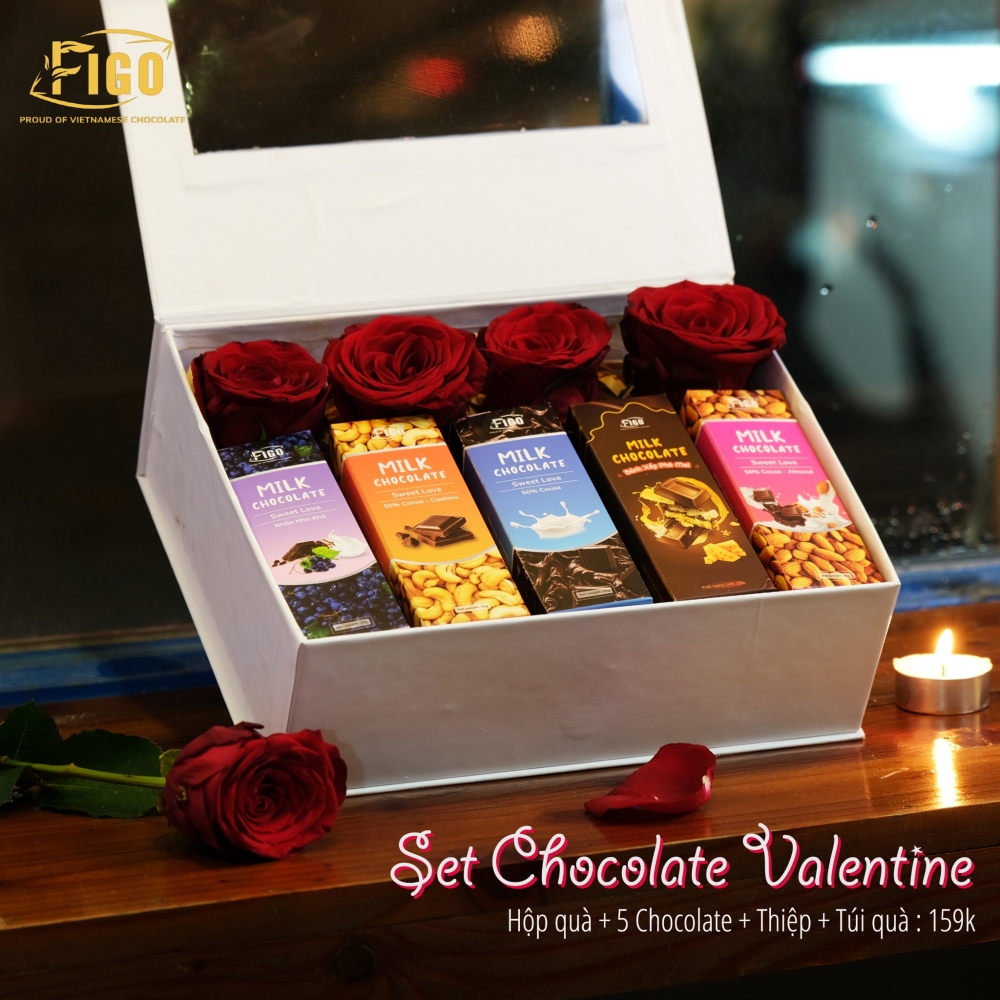 Set quà tặng Chocolate Valentine 5 Milk Chocolate 20g FIGO - Chocolate gift From Viet Nam