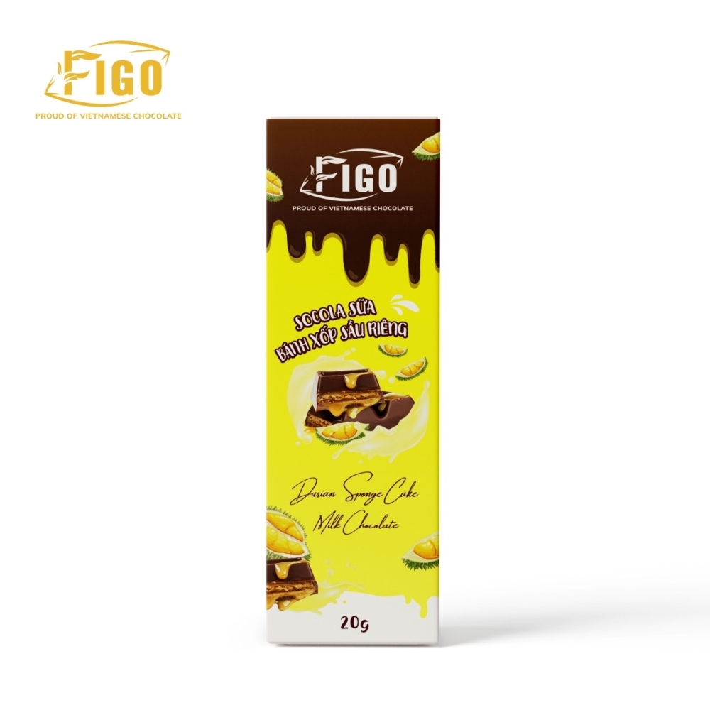 Socola sữa nhân bánh xốp kem sầu riêng 20g FIGO